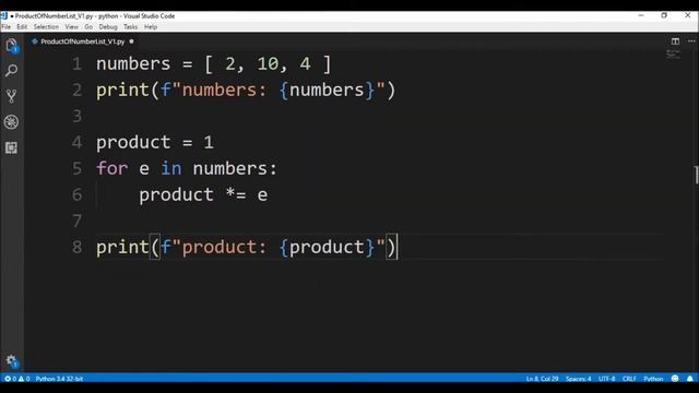 product of numbers list v1 in python ? смотреть онлайн