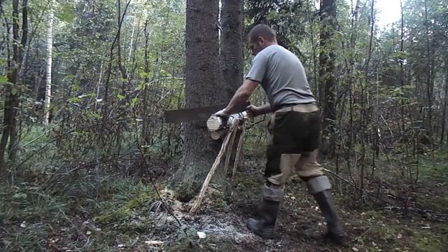 лесная избушка - завершение строительства и начало подготовки к зиме смотреть онлайн