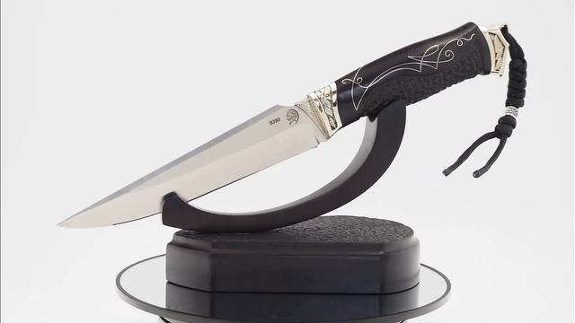 Нож Гепард, клинок из стали Bohler S390, рукоять художественное литье мельхиор, морёный граб смотреть онлайн