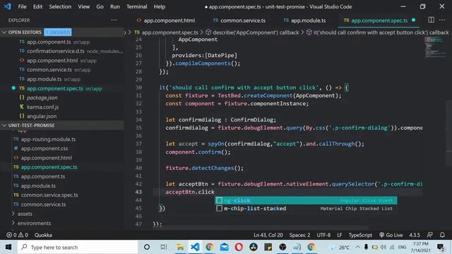 Unit Testing PrimeNG ConfirmDialog | ConfirmationService | Angular Unit Testing | Karma | Jasmine смотреть онлайн