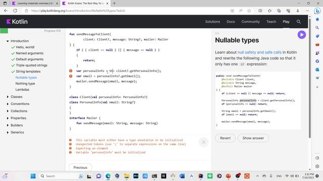 Koan -- part 1 -- Kotlin Exercise Online -- Kotlin смотреть онлайн