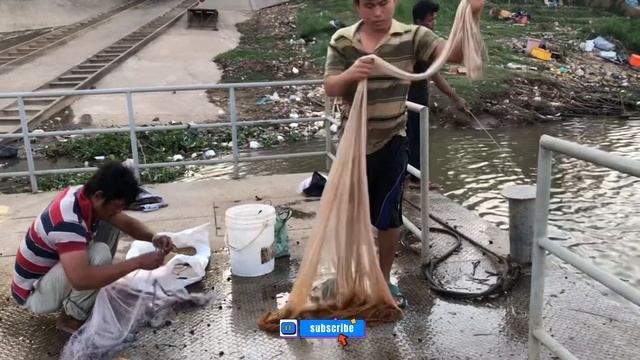 Pay for fish by the river on the ferry port to prepare prahok, you can catch a lot of fish. смотреть онлайн