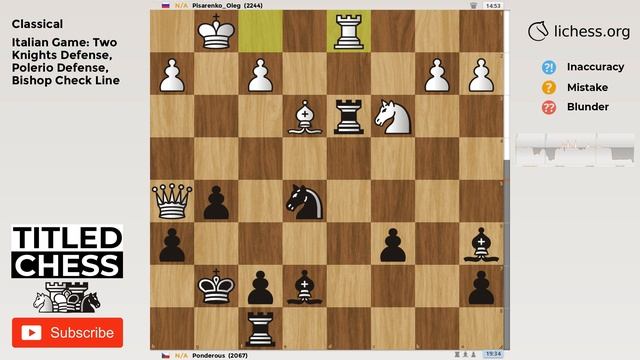 Italian Game: Two Knights Defense, Polerio Defense, Bishop Check Line - Classical - Titled смотреть онлайн