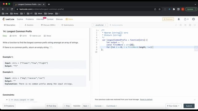 带你一起刷Leetcode算法题 - 14. Longest common prefix - Easy - JavaScript смотреть онлайн