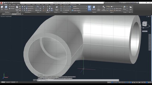 AutoCAD 3D, how to drawing 90 pipe fitting смотреть онлайн