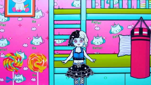 Paper Dolls Dress Up - Good vs Bad Girls and Pop it Challenge Dress - Barbie Story & Crafts смотреть онлайн