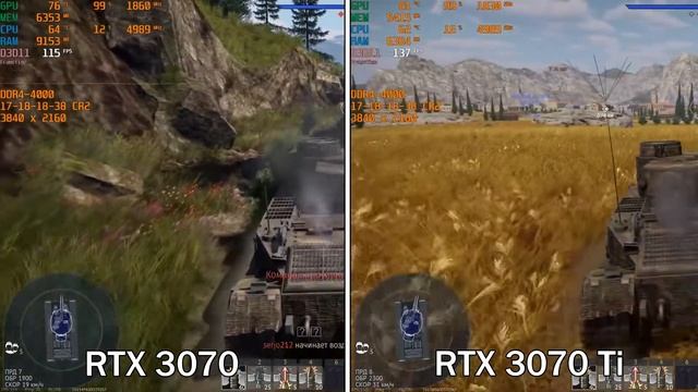 RTX 3070 Ti vs RTX 3070 сравнение производительности в играх смотреть онлайн