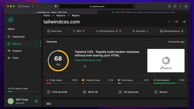 Tailwind CSS Website Seo Reports смотреть онлайн
