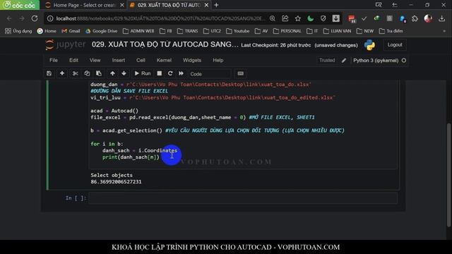 BÀI 029. PYAUTOCAD - XUẤT TOẠ ĐỘ (X, Y) TỪ AUTOCAD SANG EXCEL смотреть онлайн
