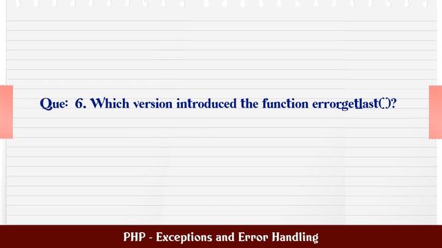 PHP - Exceptions and Error Handling MCQ Questions смотреть онлайн