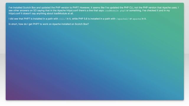 Make PHP 7 run on Apache instead of 5.6 with Scotch Box / Vagrant смотреть онлайн