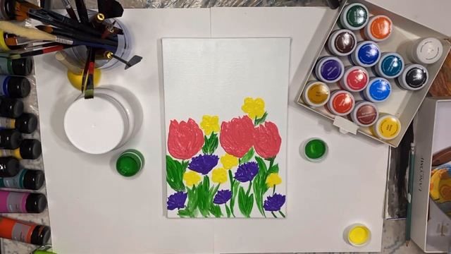 Как нарисовать тюльпан и разные цветы???рисуем легко и просто!? получиться у всех☺️ смотреть онлайн