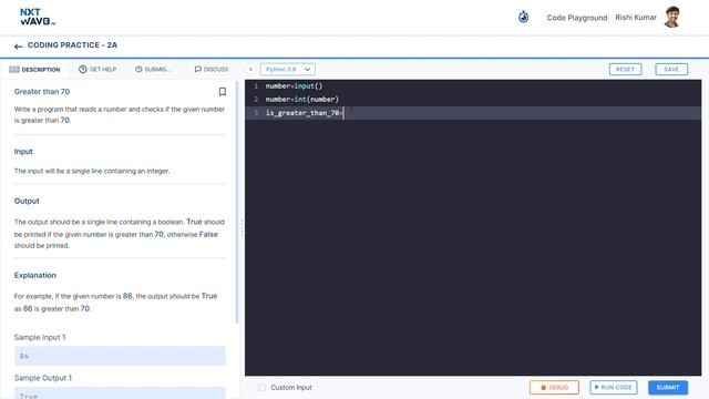 Checking Greater than 70 in Python || Coding Practice - 2A || NextWave || CCBP4.0 || смотреть онлайн