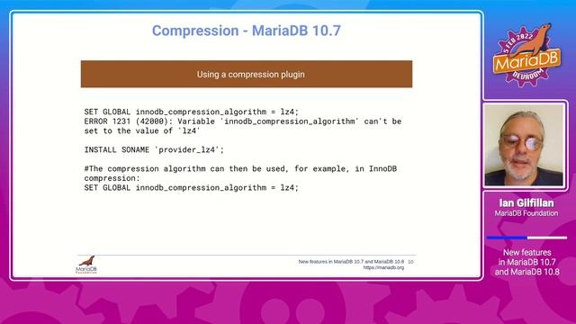 New Features in MariaDB 10.7 and 10.8 - Ian Gilfillan - FOSDEM 2022 смотреть онлайн