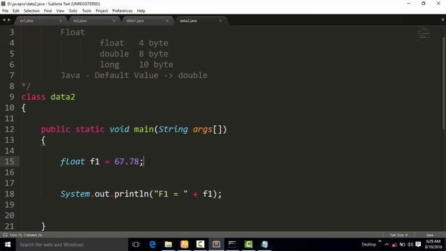 Float Data Types in Java Program смотреть онлайн