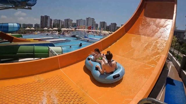 ANTALYA, Lara Beach, Sherwood resort, water slides.Анталия, Шервуд, водные горки,Турция, пляж Лара. смотреть онлайн
