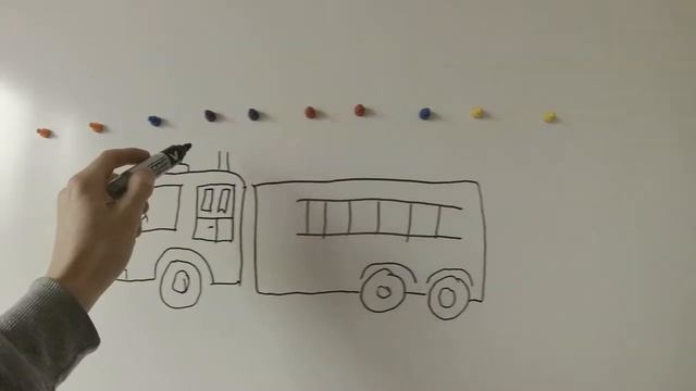 Учимся рисовать пожарную машину МЧС. Веселое рисование для детей! смотреть онлайн