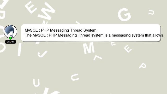 MySQL : PHP Messaging Thread System смотреть онлайн