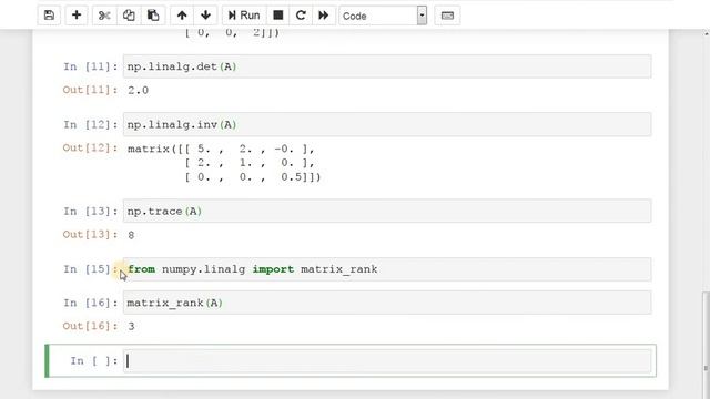 matrix algebra in python, inverse, product, eigen values, eigen vectors, pinverse, determinant смотреть онлайн