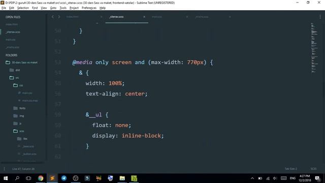 10. Kodni tozalash va media so'rovlarda mixindan foydalanish | | Sass yordamida sayt tuzamiz смотреть онлайн