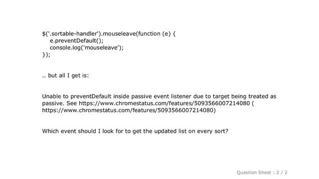 jQuery : Unable to preventDefault inside passive event listener смотреть онлайн