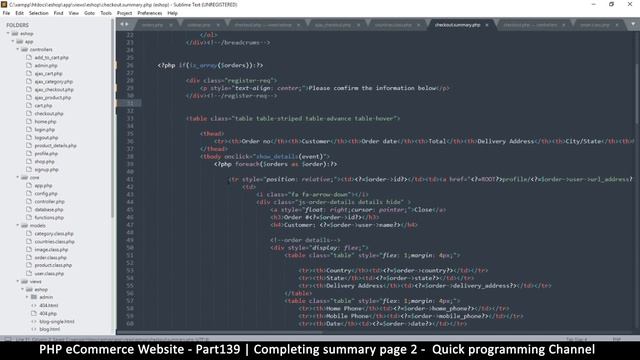#139 PHP Ecommerce website development | Completing summary page 2 | MVC OOP - Quick programming смотреть онлайн