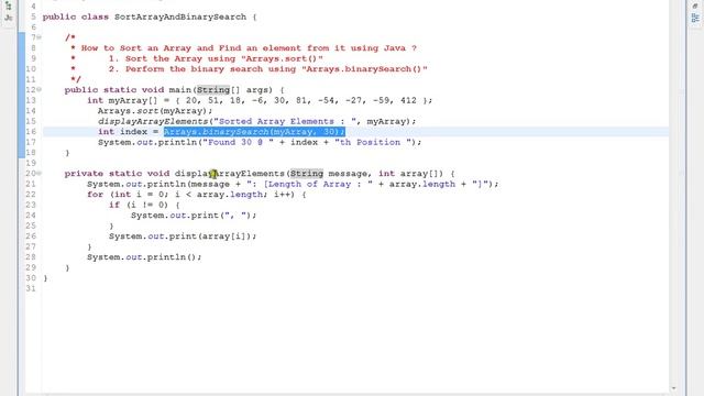 JAVA HOW TO SORT AN ARRAY AND FIND AN ELEMENT USING BINARY SEARCH смотреть онлайн