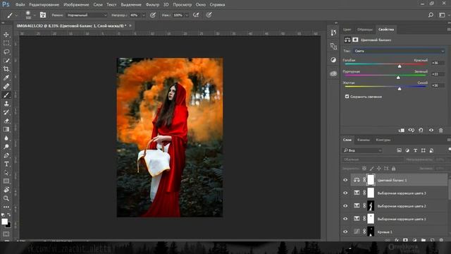 Процесс обработки фотографии | Красная Шапочка | Photoshop смотреть онлайн