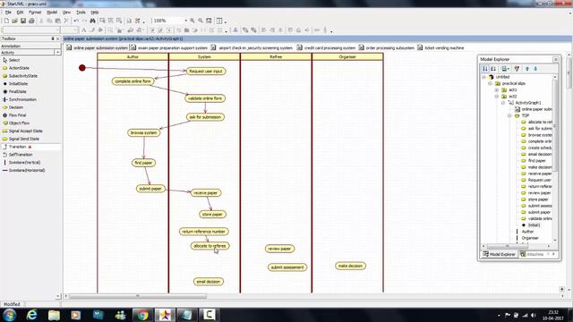 Tutorial 12: Online paper submission system - Activity Diagram - Star UML 5.0 - TY BSc. IT practica смотреть онлайн