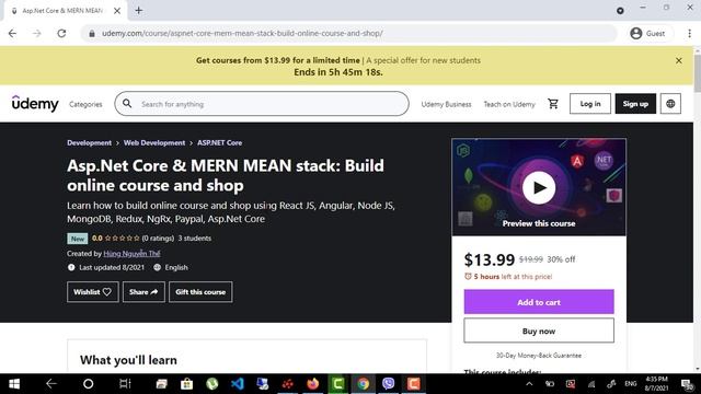 ASP.NET Core Web API , MEAN, MERN stack with React JS, Angular : Build Online Course and Shop смотреть онлайн