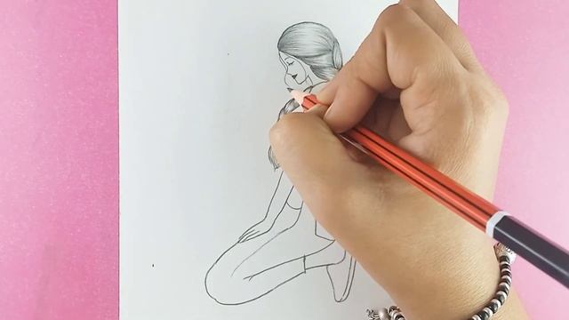 Sitting girl Drawing easy with Pencil ||How to draw A sad sitting girl ||Girl Drawing for beginners смотреть онлайн