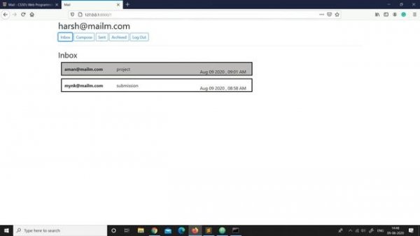 CS50's Web Programming with Python and JavaScript(2020)(Project3) Mail