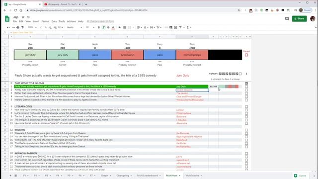 7 player Jeopardy! in Excel (Google Sheets) смотреть онлайн
