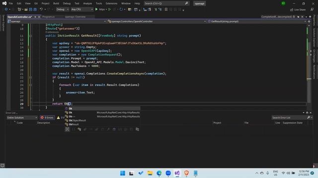 Integrate ChatGpt in asp.net core смотреть онлайн
