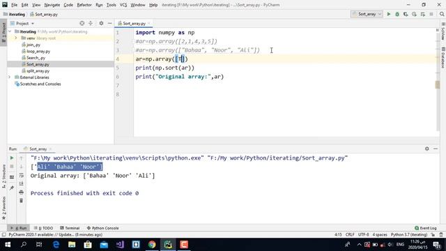 ترتيب المصفوفات | باستخدام | Numpy | بايثون | Numpy arrays sort | python смотреть онлайн