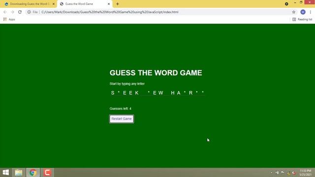 Guess the Word Game using JavaScript смотреть онлайн