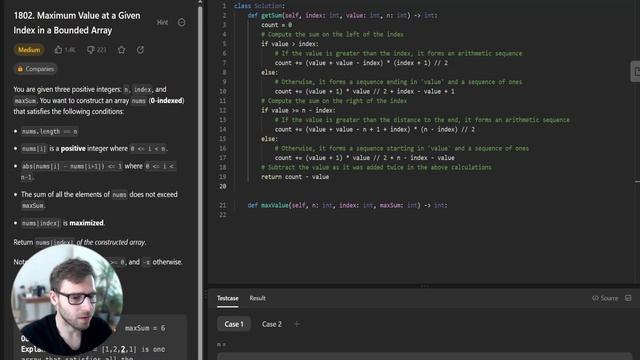 Solving LeetCode's 'Maximum Value at a Given Index in a Bounded Array' with Python | 1802 смотреть онлайн
