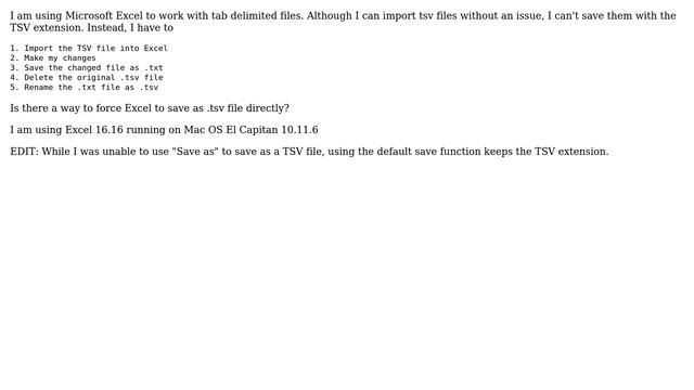 Force Excel to save files with .TSV file extension смотреть онлайн