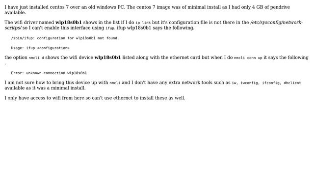 How do I enable the wireless network adapter on centos 7 minimal install? смотреть онлайн