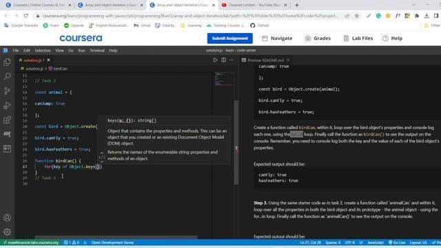 Coursera Programming Assignment: Array and object iteration solution смотреть онлайн