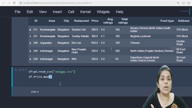 Working on swiggy Dataset | sum(),min(),max(),count(),groupby() | pandas in python смотреть онлайн