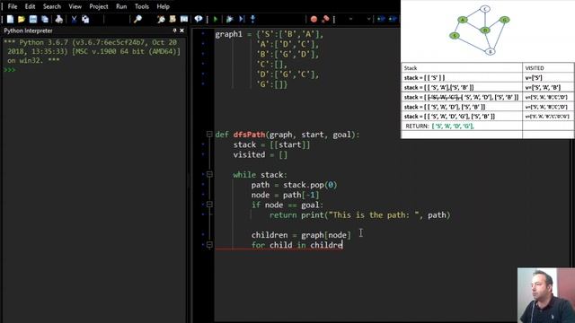 Depth First Search DFS - 2 : Python code смотреть онлайн