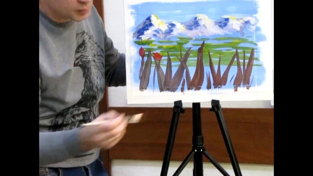 Мастер класс Гуашь Тюльпаны на фоне гор по видеоуроку Dari Art - Рисовать может каждый! смотреть онлайн