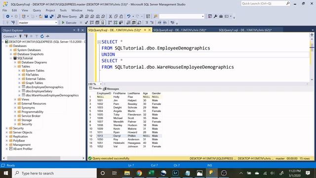Intermediate SQL Tutorial | Unions | Union Operator смотреть онлайн
