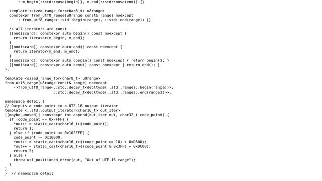 Code Review: UTF-8 to UTF-16 using C++20 concepts and ranges (2 Solutions!!) смотреть онлайн