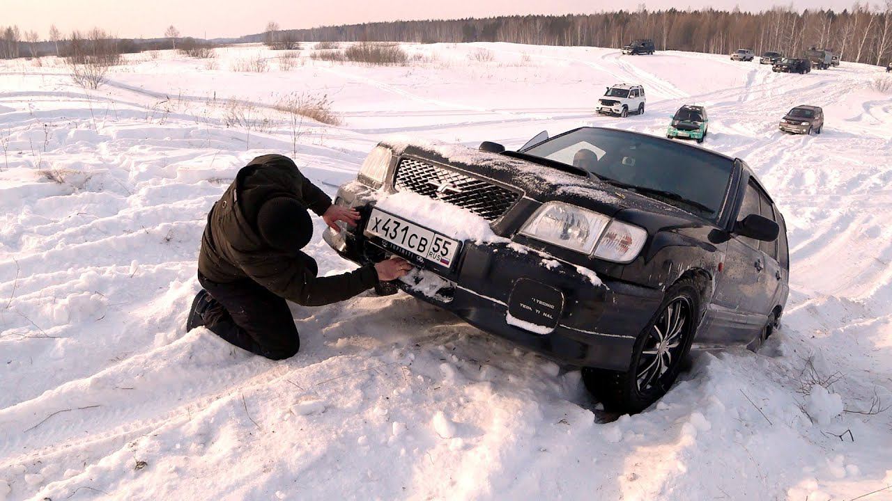 Что может сток Forester SF5 на тяжелом офроуде, снег 50 см
