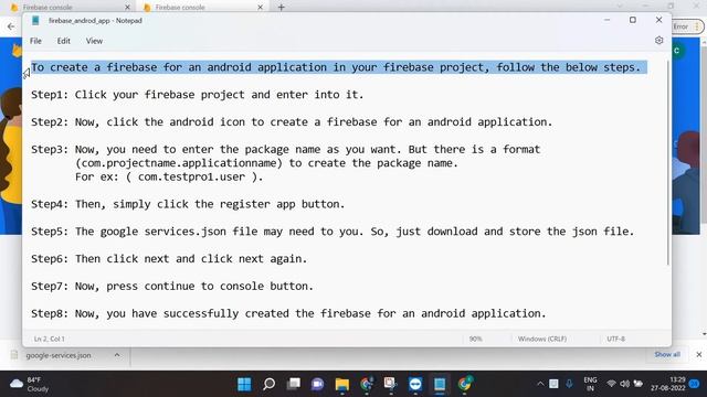 How to Create a Firebase Project?/ How to Generate a google-services.json file in Firebase? смотреть онлайн