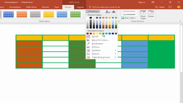 How to Add or change Row and Columns Color in Powerpoint Document 2017 смотреть онлайн