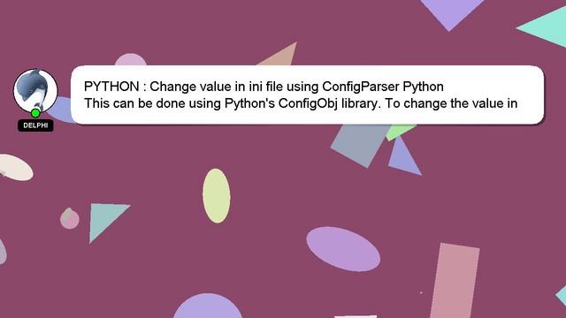 PYTHON : Change value in ini file using ConfigParser Python смотреть онлайн