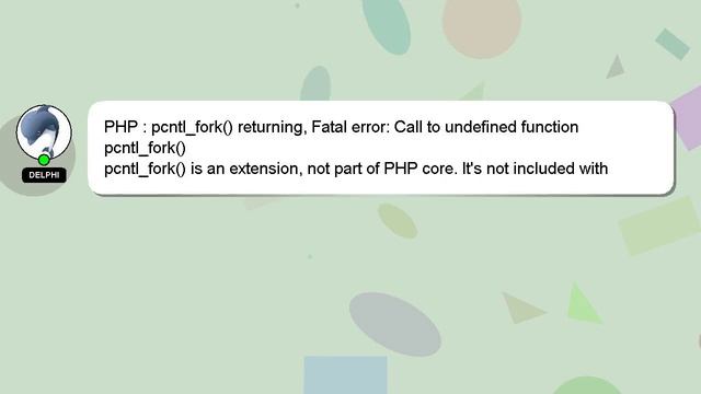 PHP : pcntl_fork() returning, Fatal error: Call to undefined function pcntl_fork() смотреть онлайн